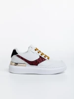 Pantofi sport dama albi cu rosu din piele ecologica Samya