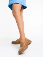 Mocasini dama bej din material textil Agneza