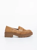 Mocasini dama bej din material textil Agneza