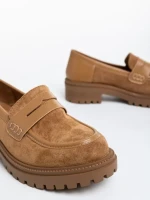 Mocasini dama bej din material textil Agneza