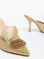 Saboti dama aurii din material textil Kalyna