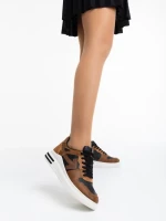 Pantofi sport dama negri cu camel din piele ecologica Sarika