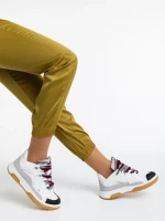 Pantofi sport dama albi cu negru din piele ecologica Angelien