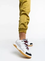 Pantofi sport dama albi cu negru din piele ecologica Angelien