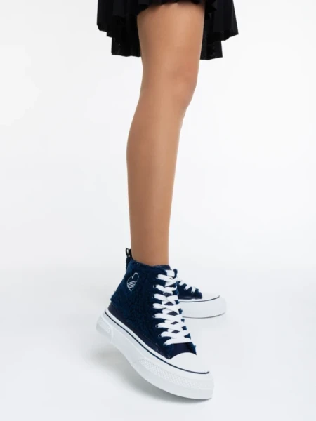 Tenisi dama albastri din material textil Yustina