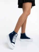 Tenisi dama albastri din material textil Yustina