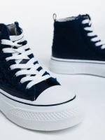 Tenisi dama albastri din material textil Yustina