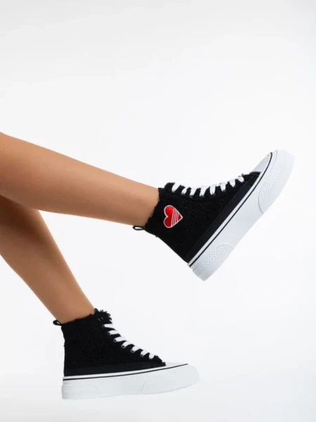 Tenisi dama negri din material textil Yustina