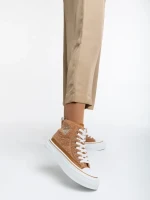 Tenisi dama camel din material textil Yustina