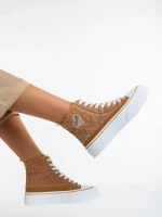 Tenisi dama camel din material textil Yustina