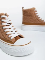 Tenisi dama camel din material textil Yustina