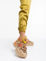 Pantofi sport dama bej inchis din material textil Nithya