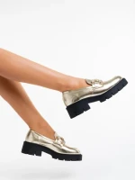 Mocasini dama aurii din piele ecologica Nanette