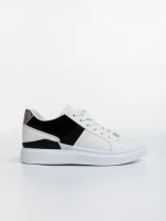 Pantofi sport dama albi cu negru din piele ecologica Alisha