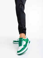 Pantofi sport dama albi cu verde din piele ecologica Milla