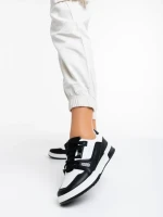 Pantofi sport dama albi cu negru din piele ecologica Aloysia