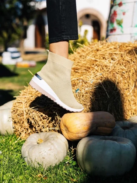 Pantofi sport dama bej din material textil Maren