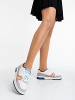 Pantofi sport dama albi cu gri din piele ecologica Mariapia