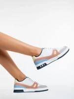 Pantofi sport dama albi cu gri din piele ecologica Mariapia