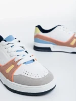 Pantofi sport dama albi cu gri din piele ecologica Mariapia