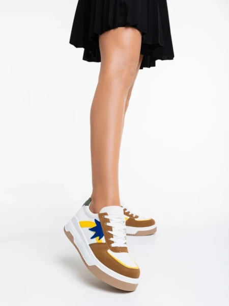 Pantofi sport dama camel din piele ecologica Anuja