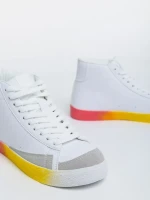 Pantofi sport dama albi cu galben din piele ecologica Kianna