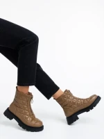 Botine dama maro deschis din piele ecologica Katarina