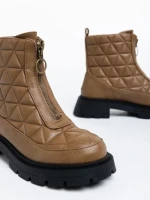 Botine dama maro deschis din piele ecologica Katarina