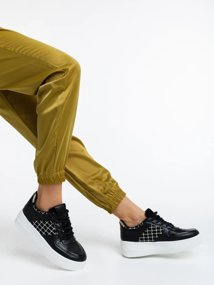 Pantofi sport dama negri din piele ecologica Doroteya