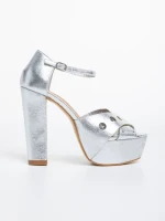 Sandale dama argintii din material textil Genista