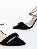 Sandale dama negre din material textil Padma