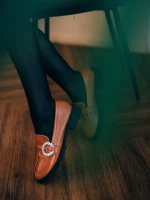 Mocasini dama camel cu piele ecologica Rozarie