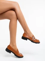 Mocasini dama camel cu piele ecologica Rozarie