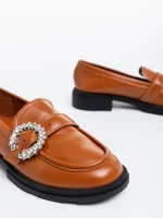 Mocasini dama camel cu piele ecologica Rozarie