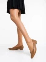 Balerini dama camel din piele ecologica Ilinka