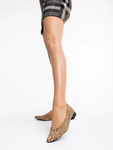 Balerini dama leopard din material textil Ilinka