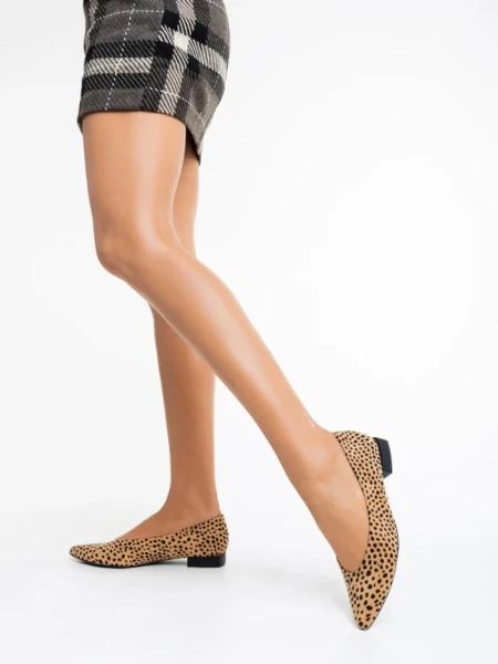 Balerini dama leopard din material textil Ilinka