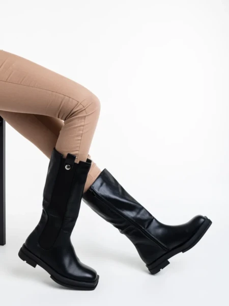 Cizme dama negre din piele ecologica Nerita