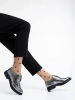 Pantofi casual dama argintii din piele naturala Adabelle
