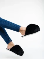 Papuci dama negri din blana sintetica Donisha