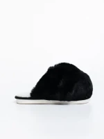 Papuci dama negri din blana sintetica Donisha