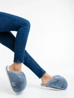 Papuci dama gri din blana sintetica Donisha