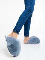Papuci dama gri din blana sintetica Donisha
