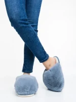 Papuci dama gri din blana sintetica Donisha