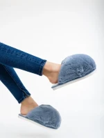 Papuci dama gri din blana sintetica Donisha