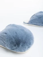 Papuci dama gri din blana sintetica Donisha