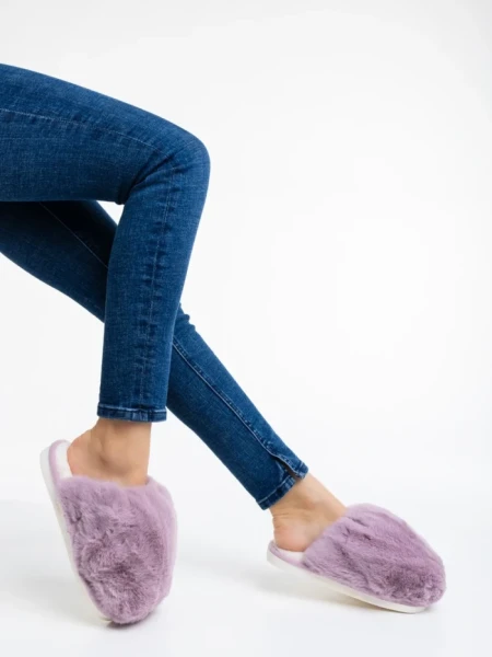 Papuci dama mov din blana sintetica Donisha