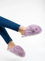 Papuci dama mov din blana sintetica Donisha