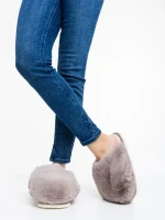 Papuci dama bej din blana sintetica Donisha