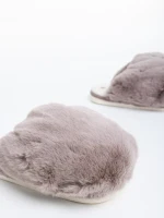 Papuci dama bej din blana sintetica Donisha